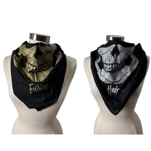 Future Hndrxx Double Skull Metallic Silver Gold Bandana